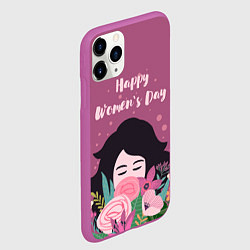 Чехол iPhone 11 Pro матовый Happy Womens Day, цвет: 3D-фиолетовый — фото 2