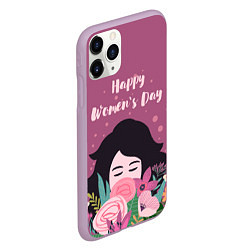 Чехол iPhone 11 Pro матовый Happy Womens Day, цвет: 3D-сиреневый — фото 2