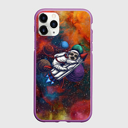 Чехол iPhone 11 Pro матовый Космический ленивец Space Sloth, цвет: 3D-фиолетовый