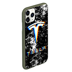 Чехол iPhone 11 Pro матовый ТЕСЛА ГЛИТЧ - GLITCH, цвет: 3D-темно-зеленый — фото 2