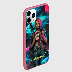 Чехол iPhone 11 Pro матовый Cyberpunk Ви, цвет: 3D-малиновый — фото 2