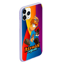 Чехол iPhone 11 Pro матовый Rayman Радужный фон, цвет: 3D-светло-сиреневый — фото 2