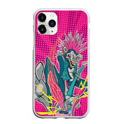 Чехол iPhone 11 Pro матовый Крейзи-рок-обезьяна, цвет: 3D-белый