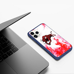 Чехол iPhone 11 Pro матовый Бык на красном огне, цвет: 3D-тёмно-синий — фото 2