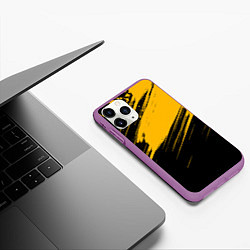 Чехол iPhone 11 Pro матовый Black and yellow grunge, цвет: 3D-фиолетовый — фото 2