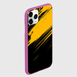 Чехол iPhone 11 Pro матовый Black and yellow grunge, цвет: 3D-фиолетовый — фото 2