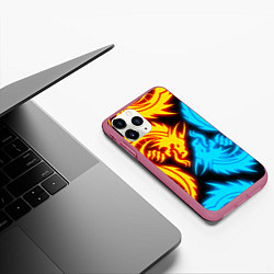 Чехол iPhone 11 Pro матовый НЕОНОВЫЕ ДРАКОНЫ NEON DRAGONS, цвет: 3D-малиновый — фото 2