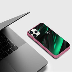 Чехол iPhone 11 Pro матовый MERCEDES-BENZ AMG NEON STRIPES PETRONAS, цвет: 3D-малиновый — фото 2