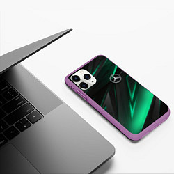 Чехол iPhone 11 Pro матовый MERCEDES-BENZ AMG NEON STRIPES PETRONAS, цвет: 3D-фиолетовый — фото 2