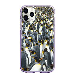 Чехол iPhone 11 Pro матовый Пингвины Penguins, цвет: 3D-светло-сиреневый