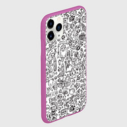 Чехол iPhone 11 Pro матовый Рисованные черепа и животные, цвет: 3D-фиолетовый — фото 2
