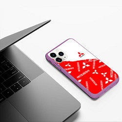 Чехол iPhone 11 Pro матовый Mitsubishi Паттерн, цвет: 3D-фиолетовый — фото 2