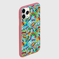 Чехол iPhone 11 Pro матовый Поп арт пузыри, цвет: 3D-малиновый — фото 2