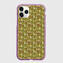 Чехол iPhone 11 Pro матовый Маски майя, цвет: 3D-фиолетовый