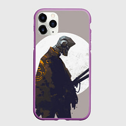 Чехол iPhone 11 Pro матовый Скелет-самурай, цвет: 3D-фиолетовый
