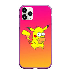 Чехол iPhone 11 Pro матовый Гомер Симпсон Пикачу, цвет: 3D-фиолетовый
