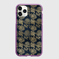 Чехол iPhone 11 Pro матовый Классические узоры цветы, цвет: 3D-фиолетовый