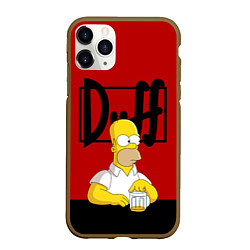 Чехол iPhone 11 Pro матовый Гомер и пиво Симпсоны Simpsons