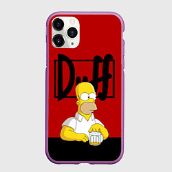 Чехол iPhone 11 Pro матовый Гомер и пиво Симпсоны Simpsons, цвет: 3D-фиолетовый