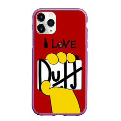 Чехол iPhone 11 Pro матовый I LOVE DUFF Симпсоны, Simpsons, цвет: 3D-фиолетовый