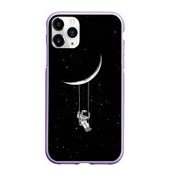 Чехол iPhone 11 Pro матовый Космонавт Звёзды, цвет: 3D-светло-сиреневый