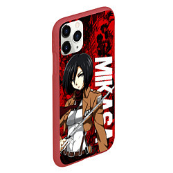Чехол iPhone 11 Pro матовый АТАКА ТИТАНОВ, МИКАСА АККЕРМАН, цвет: 3D-красный — фото 2