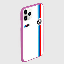 Чехол iPhone 11 Pro матовый БМВ 3 STRIPE BMW WHITE, цвет: 3D-фиолетовый — фото 2