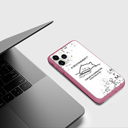 Чехол iPhone 11 Pro матовый КОТ ПРОГРАММИСТ, цвет: 3D-малиновый — фото 2