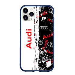 Чехол iPhone 11 Pro матовый АУДИ Autosport Паттерн, цвет: 3D-тёмно-синий