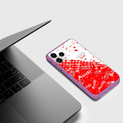 Чехол iPhone 11 Pro матовый АУДИ Autosport брызги Паттерн, цвет: 3D-фиолетовый — фото 2