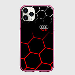 Чехол iPhone 11 Pro матовый АУДИ Autosport Соты, цвет: 3D-малиновый
