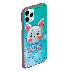 Чехол iPhone 11 Pro матовый Серый маленький волк, цвет: 3D-коричневый — фото 2