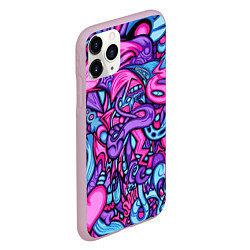 Чехол iPhone 11 Pro матовый Acid graffiti with skulls, цвет: 3D-розовый — фото 2