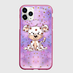 Чехол iPhone 11 Pro матовый Пятнистый тигренок, цвет: 3D-малиновый