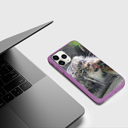 Чехол iPhone 11 Pro матовый Манул Лапка, цвет: 3D-фиолетовый — фото 2