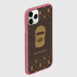 Чехол iPhone 11 Pro матовый Узор Monogramm Dope Ski Mask Dope Street Market, цвет: 3D-малиновый — фото 2