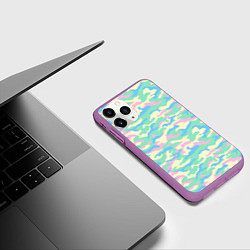 Чехол iPhone 11 Pro матовый Камуфляж пастельные цвета, цвет: 3D-фиолетовый — фото 2