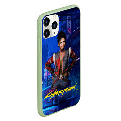 Чехол iPhone 11 Pro матовый Panam Панам Cyberpunk2077, цвет: 3D-салатовый — фото 2