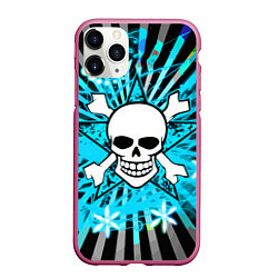 Чехол iPhone 11 Pro матовый Neon Skull, цвет: 3D-малиновый