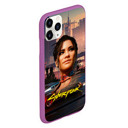 Чехол iPhone 11 Pro матовый Panam Панам Cyberpunk 2077 портрет, цвет: 3D-фиолетовый — фото 2