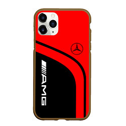 Чехол iPhone 11 Pro матовый AMG MERCEDES RED, цвет: 3D-коричневый