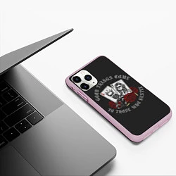 Чехол iPhone 11 Pro матовый Карты, Розы, Кастет gangsters, цвет: 3D-розовый — фото 2