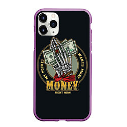 Чехол iPhone 11 Pro матовый MONEY мой карман хочет больше, цвет: 3D-фиолетовый