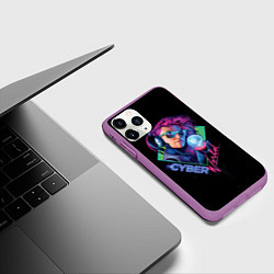 Чехол iPhone 11 Pro матовый Cyber World, цвет: 3D-фиолетовый — фото 2