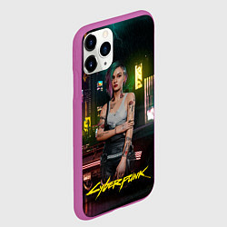 Чехол iPhone 11 Pro матовый Judy cyberpunk2077, цвет: 3D-фиолетовый — фото 2