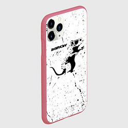 Чехол iPhone 11 Pro матовый Banksy крыса в очках, цвет: 3D-малиновый — фото 2