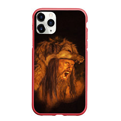 Чехол iPhone 11 Pro матовый Амлет в волке, цвет: 3D-красный