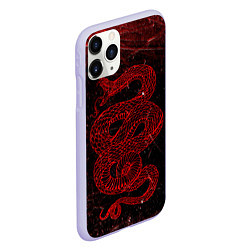 Чехол iPhone 11 Pro матовый Красная Змея Red Snake Глитч, цвет: 3D-светло-сиреневый — фото 2