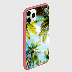 Чехол iPhone 11 Pro матовый Пальмы под солнцем, цвет: 3D-малиновый — фото 2