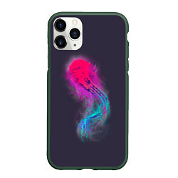 Чехол iPhone 11 Pro матовый Медуза Градиент Неон, цвет: 3D-темно-зеленый